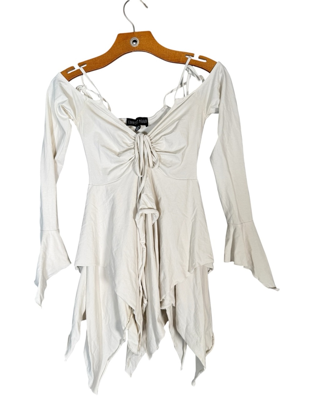 Current Mood F is for Faerie Handkerchief Mini Dress Ivory Cotton Whimsical XS